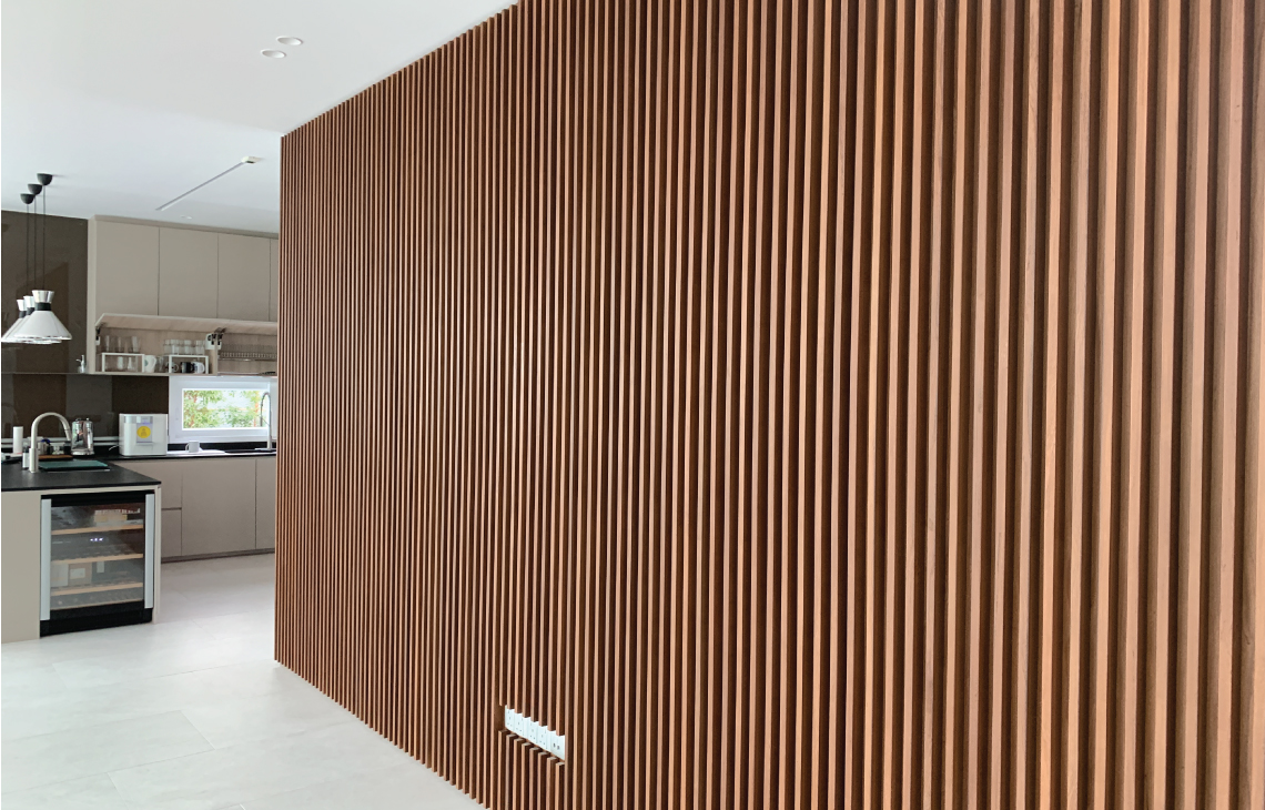 Onewood Decorative Wall Cladding Timber Strips at Private House